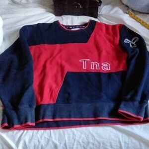 TNA Red and Black Crewneck Sweater